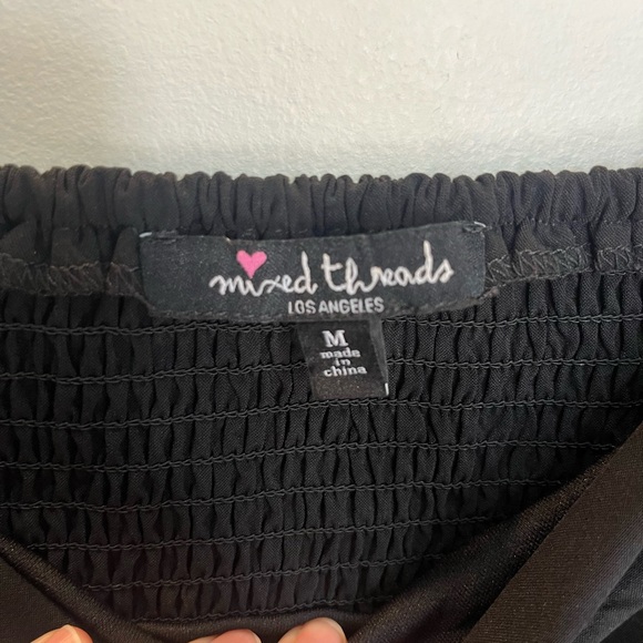 Mixed Threads Cropped Long Sleeve Ruched Top Women's Size M Black Coquette Goth - Picture 3 of 5